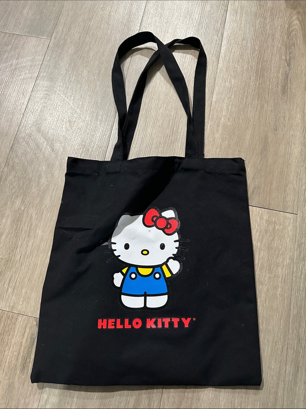 Hello Kitty Black Tote Bag with Red Bow and Blue